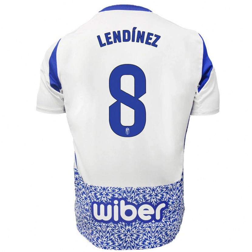 Danxen Mujer Camiseta Juanma Lendínez #8 Blanco Azul 2ª Equipación 2024/25 La Camisa