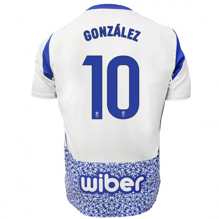 Danxen Mujer Camiseta Mario González #10 Blanco Azul 2ª Equipación 2024/25 La Camisa