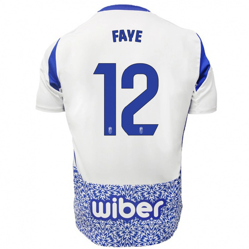 Danxen Mujer Camiseta Serigne Faye #12 Blanco Azul 2ª Equipación 2024/25 La Camisa