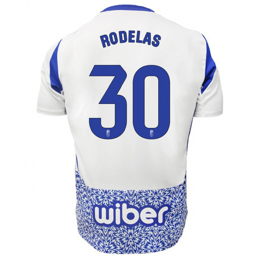 Danxen Mujer Camiseta Sergio Rodelas #30 Blanco Azul 2ª Equipación 2024/25 La Camisa