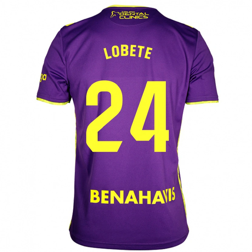 Danxen Mujer Camiseta Julen Lobete #24 Púrpura Amarillo 2ª Equipación 2024/25 La Camisa