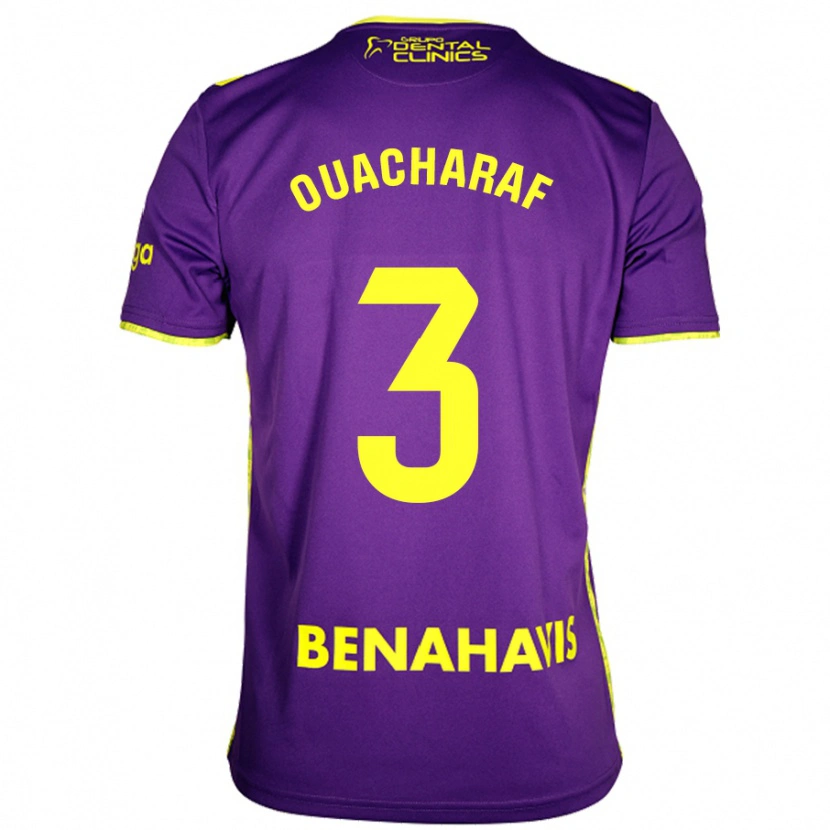 Danxen Mujer Camiseta Bilal Ouacharaf #3 Púrpura Amarillo 2ª Equipación 2024/25 La Camisa