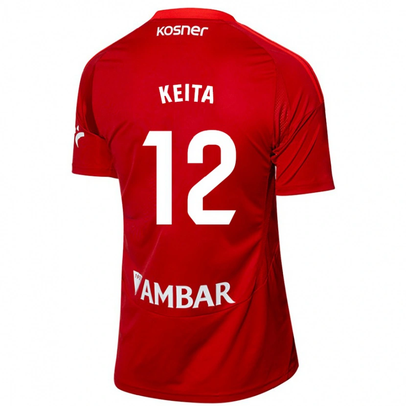 Danxen Mujer Camiseta Lassine Keita #12 Blanco Azul 2ª Equipación 2024/25 La Camisa