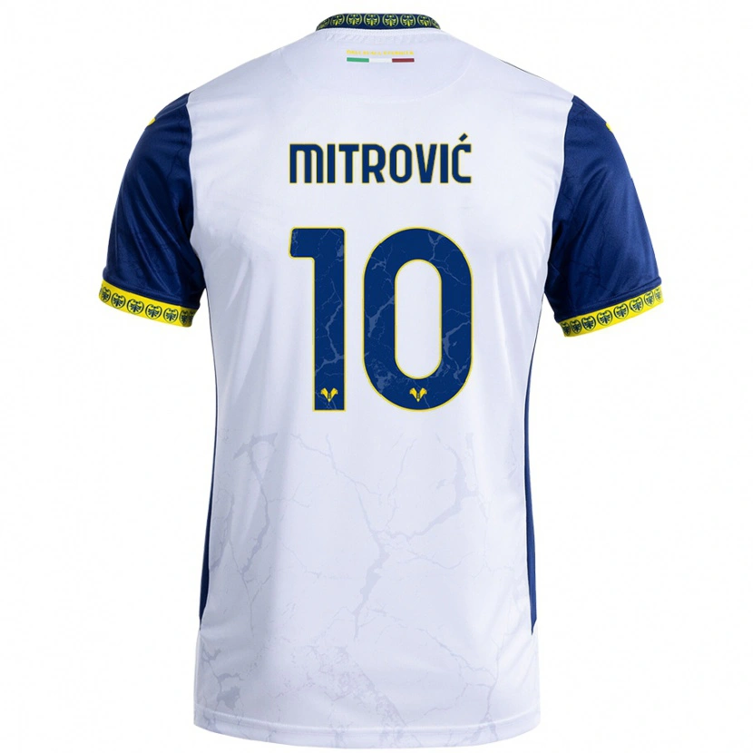 Danxen Mujer Camiseta Stefan Mitrović #10 Blanco Azul 2ª Equipación 2024/25 La Camisa