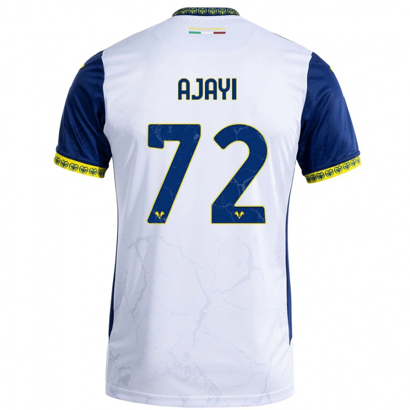 Danxen Mujer Camiseta Junior Ajayi #72 Blanco Azul 2ª Equipación 2024/25 La Camisa