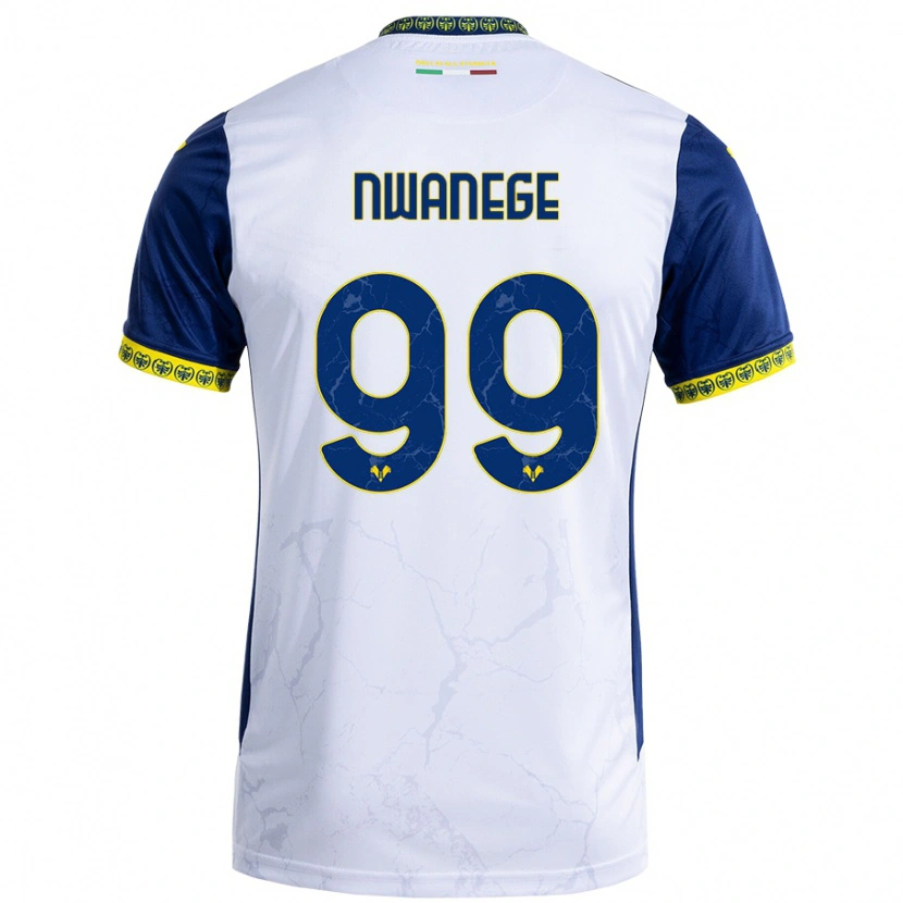 Danxen Mujer Camiseta Karlson Nwanege #99 Blanco Azul 2ª Equipación 2024/25 La Camisa