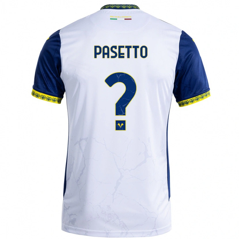 Danxen Mujer Camiseta Michele Pasetto #0 Blanco Azul 2ª Equipación 2024/25 La Camisa
