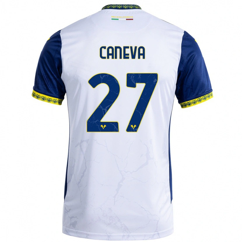 Danxen Mujer Camiseta Elia Caneva #27 Blanco Azul 2ª Equipación 2024/25 La Camisa