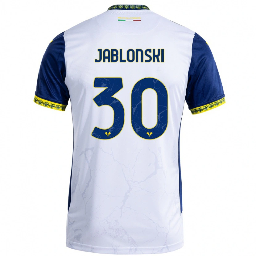 Danxen Mujer Camiseta Darvin Jablonski #30 Blanco Azul 2ª Equipación 2024/25 La Camisa