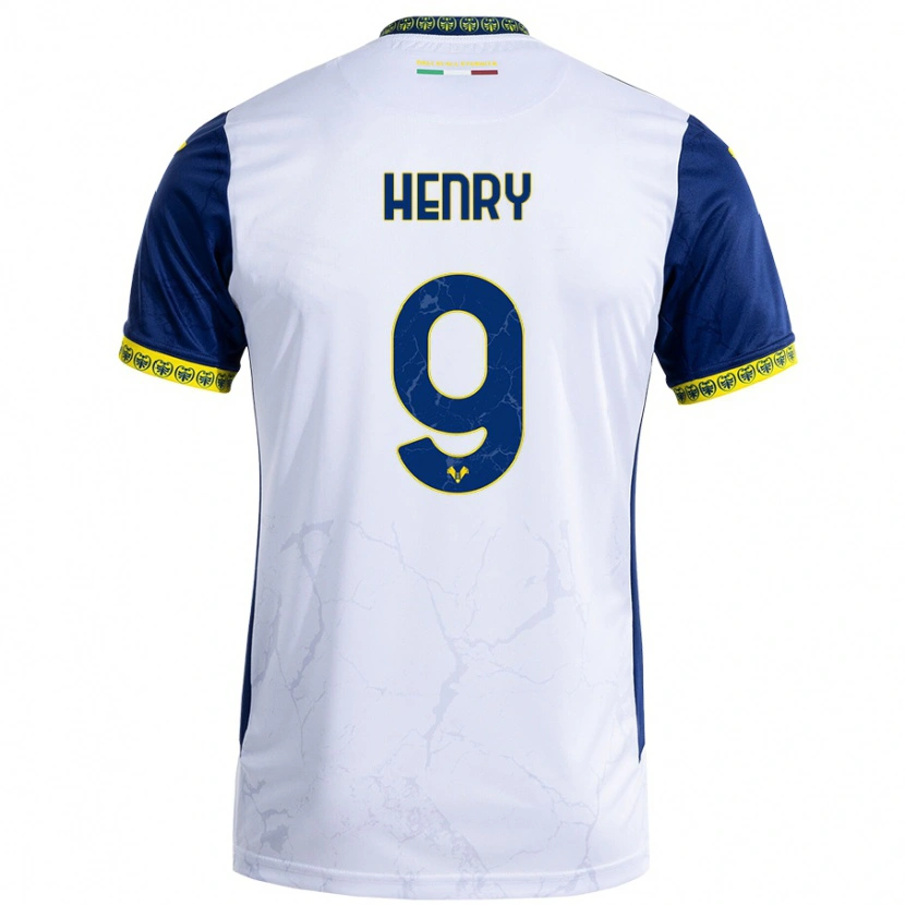 Danxen Mujer Camiseta Thomas Henry #9 Blanco Azul 2ª Equipación 2024/25 La Camisa