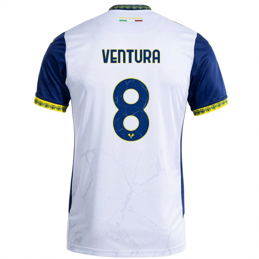 Danxen Mujer Camiseta Ciro Ventura #8 Blanco Azul 2ª Equipación 2024/25 La Camisa