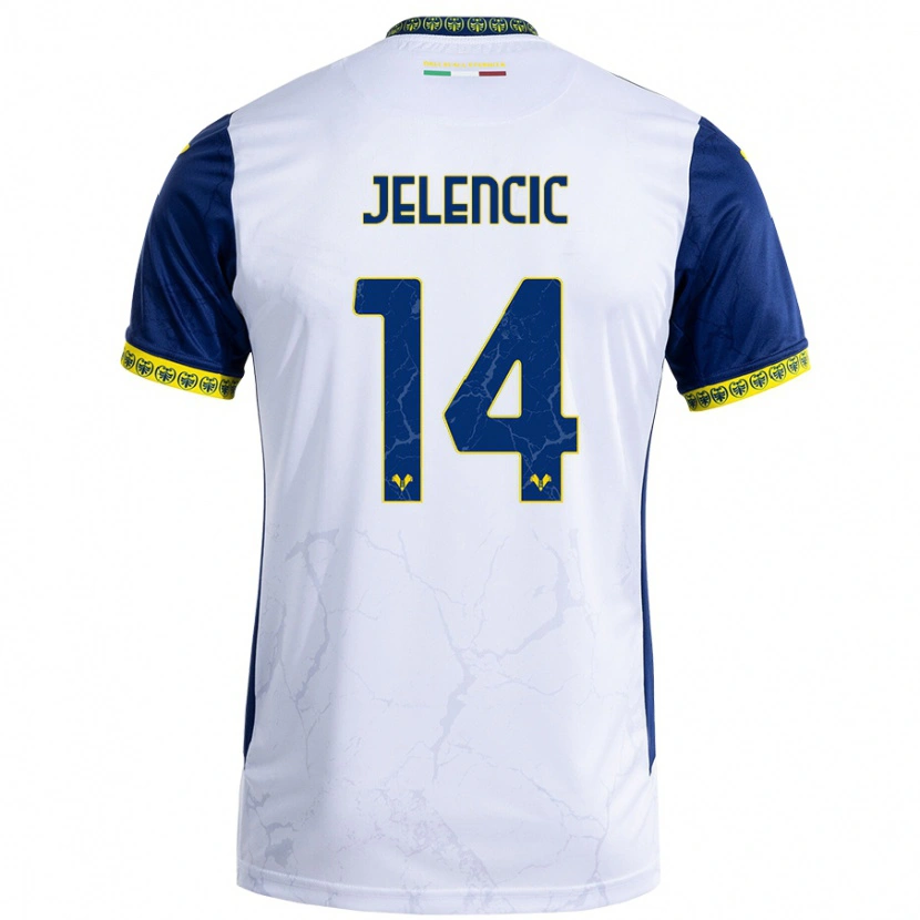 Danxen Mujer Camiseta Ana Jelencic #14 Blanco Azul 2ª Equipación 2024/25 La Camisa