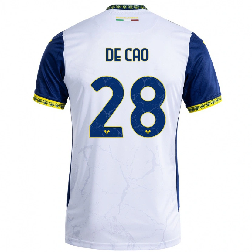 Danxen Mujer Camiseta Elena De Cao #28 Blanco Azul 2ª Equipación 2024/25 La Camisa