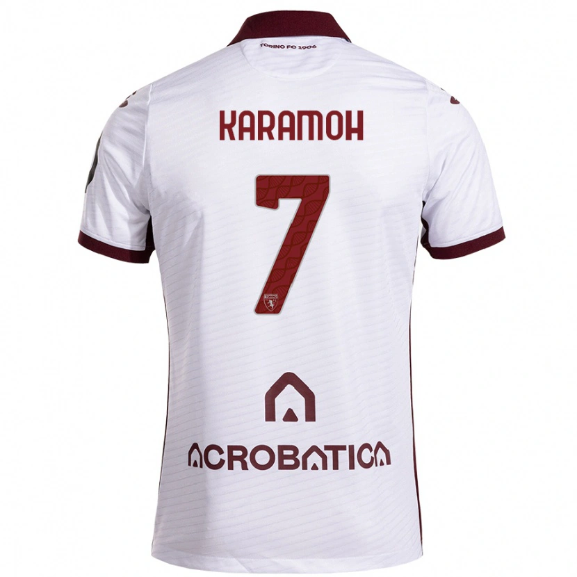 Danxen Mujer Camiseta Yann Karamoh #7 Blanco Granate 2ª Equipación 2024/25 La Camisa