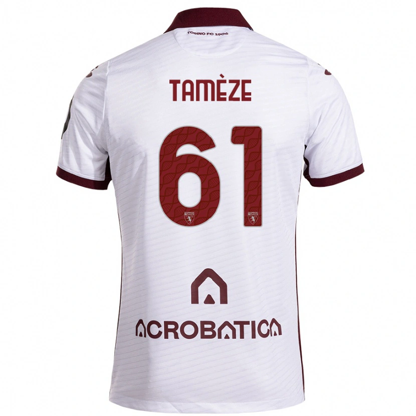 Danxen Mujer Camiseta Adrien Tamèze #61 Blanco Granate 2ª Equipación 2024/25 La Camisa