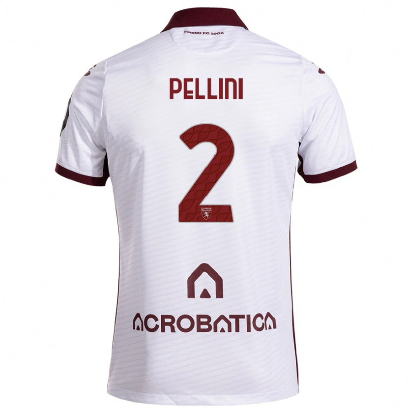 Danxen Mujer Camiseta Mattia Pellini #2 Blanco Granate 2ª Equipación 2024/25 La Camisa
