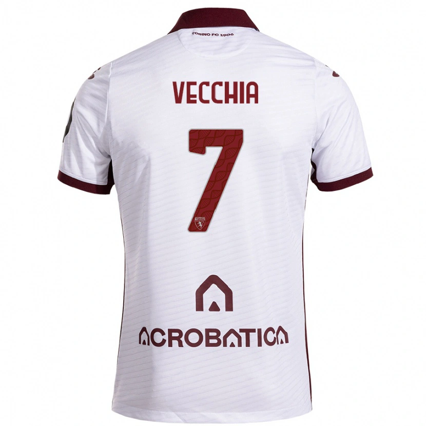 Danxen Mujer Camiseta Marco Dalla Vecchia #7 Blanco Granate 2ª Equipación 2024/25 La Camisa
