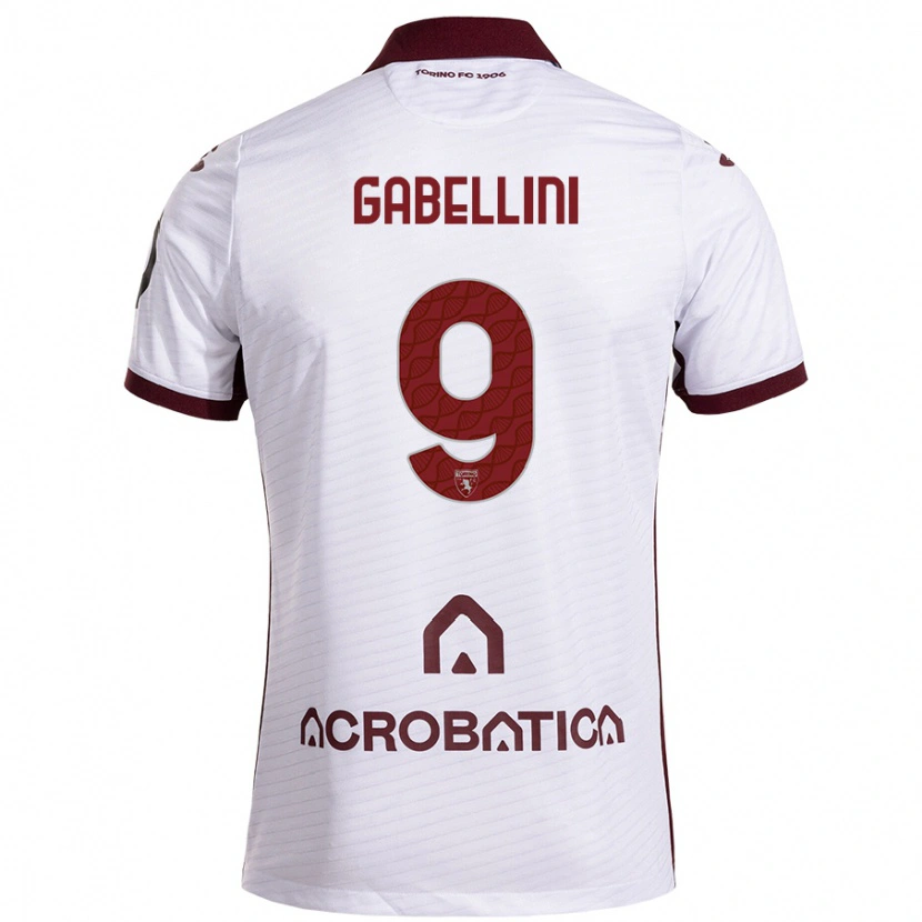 Danxen Mujer Camiseta Tommaso Gabellini #9 Blanco Granate 2ª Equipación 2024/25 La Camisa