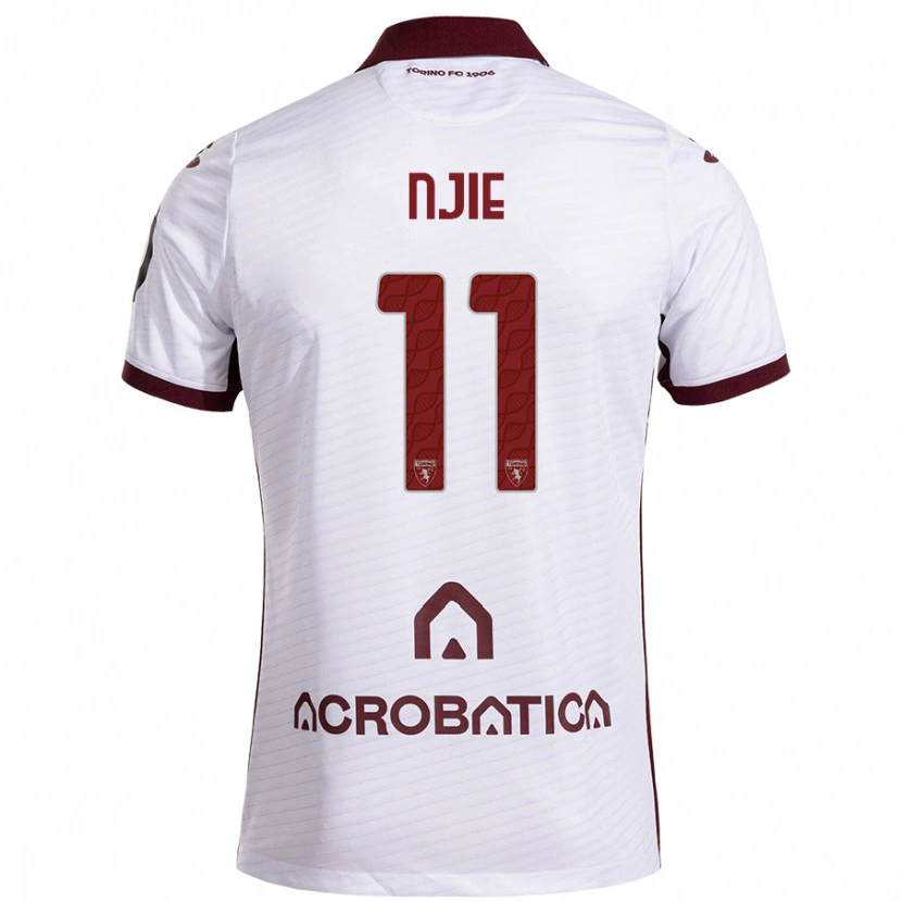 Danxen Mujer Camiseta Alieu Njie #11 Blanco Granate 2ª Equipación 2024/25 La Camisa