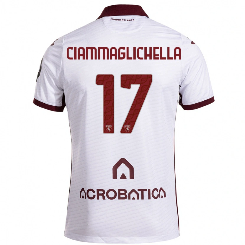 Danxen Mujer Camiseta Aaron Ciammaglichella #17 Blanco Granate 2ª Equipación 2024/25 La Camisa
