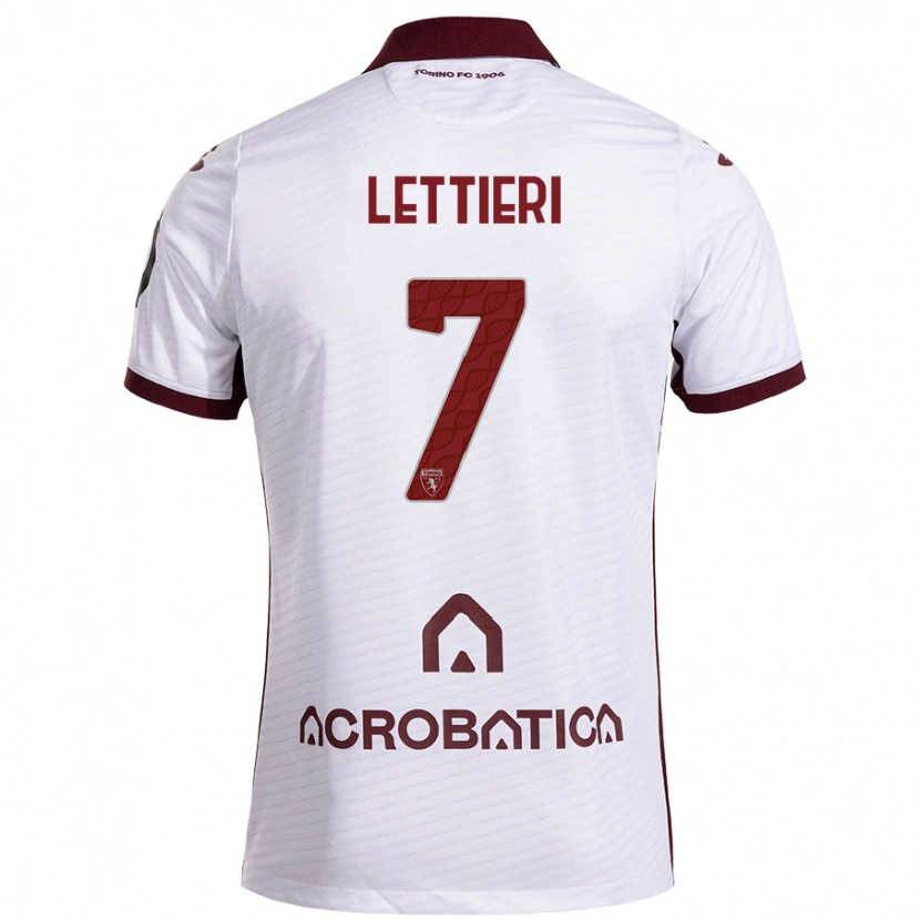 Danxen Mujer Camiseta Jessica Lettieri #7 Blanco Granate 2ª Equipación 2024/25 La Camisa