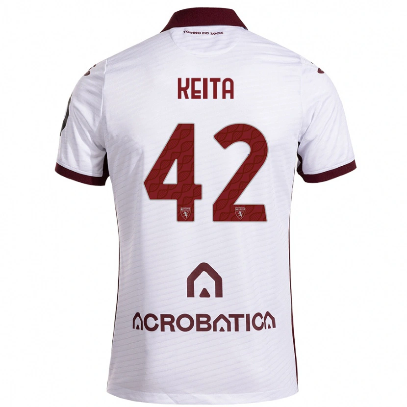 Danxen Mujer Camiseta Karamoko Keita #42 Blanco Granate 2ª Equipación 2024/25 La Camisa