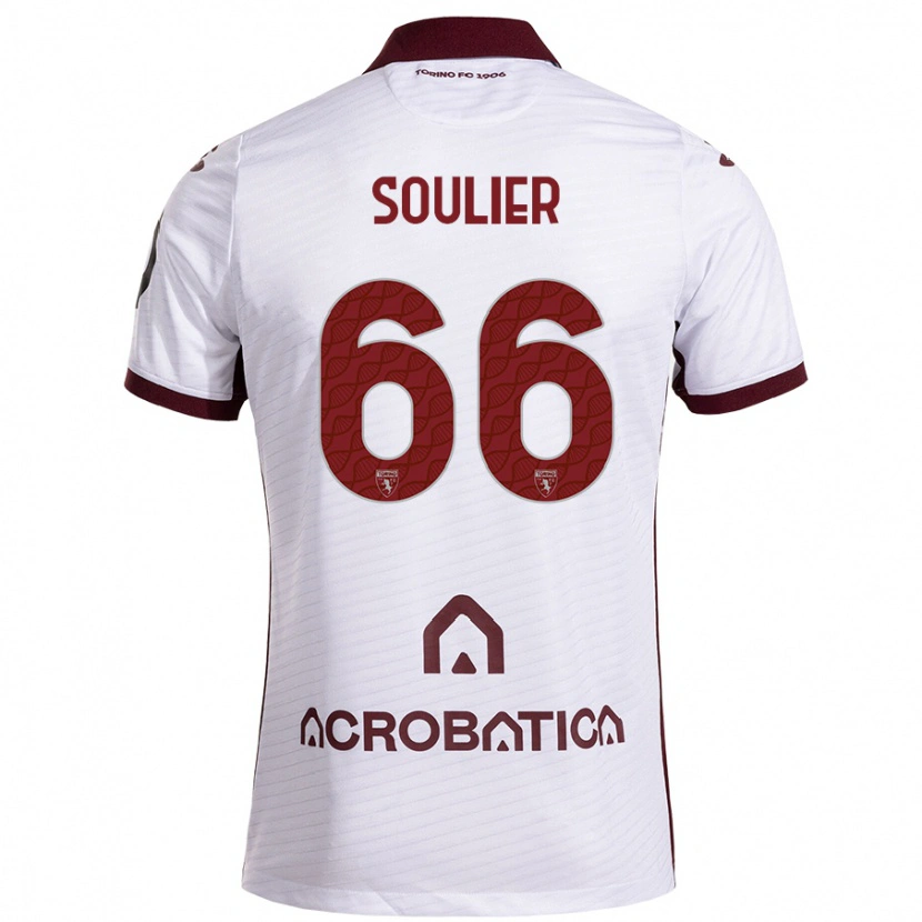 Danxen Mujer Camiseta Evan Soulier #66 Blanco Granate 2ª Equipación 2024/25 La Camisa