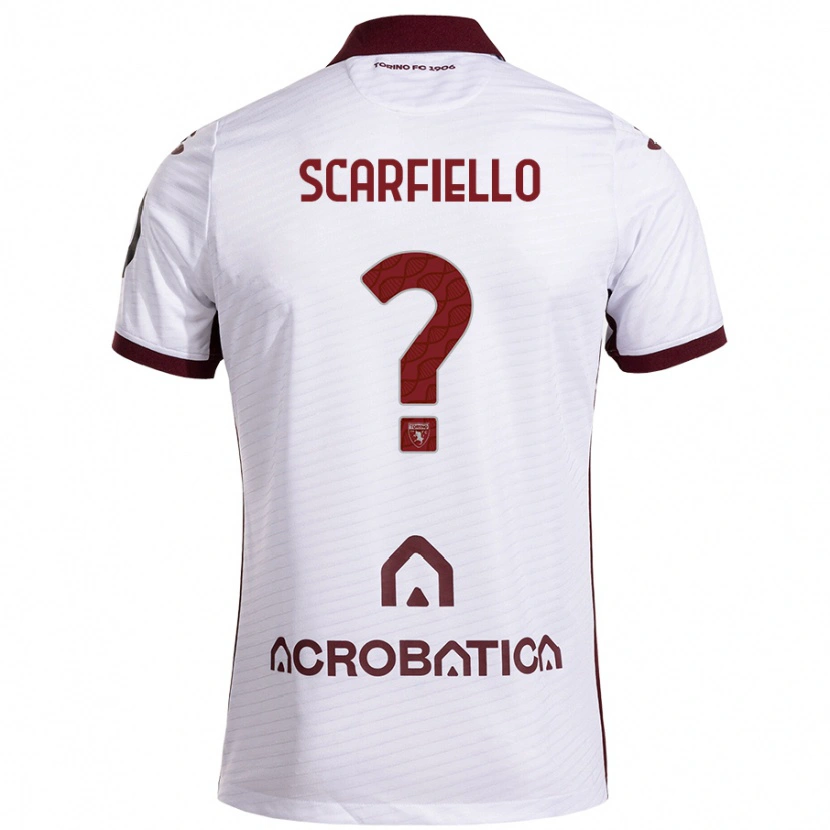 Danxen Mujer Camiseta Luca Scarfiello #0 Blanco Granate 2ª Equipación 2024/25 La Camisa