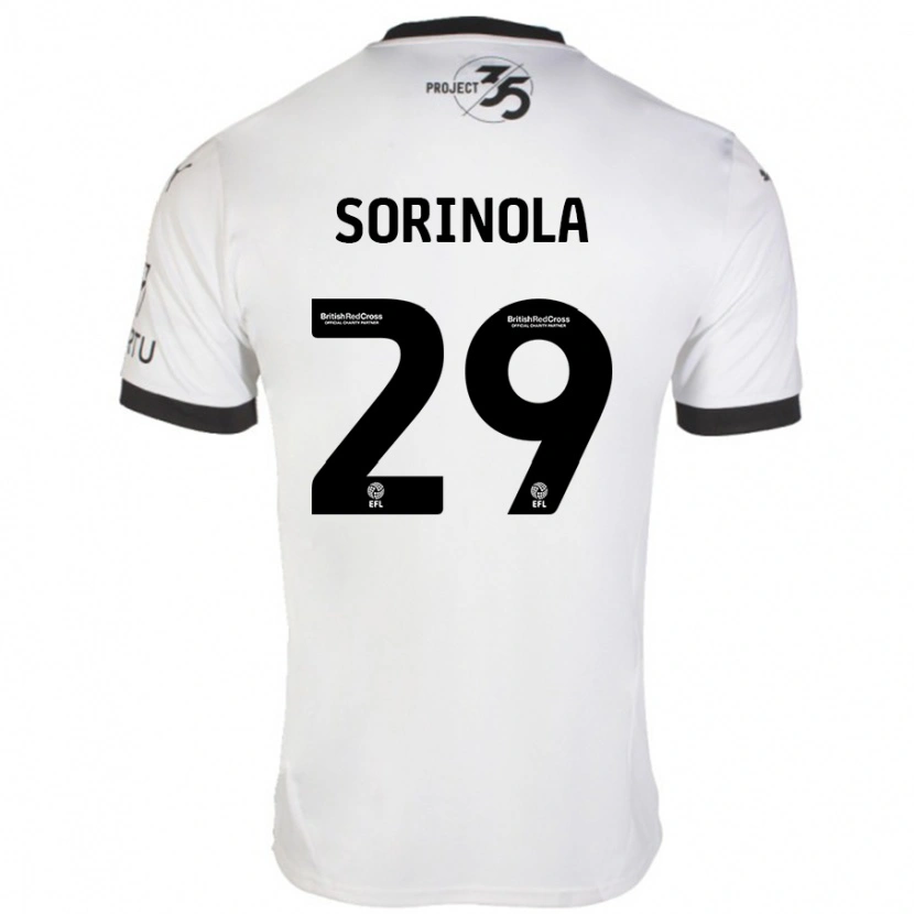 Danxen Mujer Camiseta Matthew Sorinola #29 Blanco Negro 2ª Equipación 2024/25 La Camisa