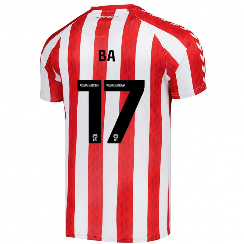 Danxen Niño Camiseta Abdoullah Ba #17 Rojo Blanco 1ª Equipación 2024/25 La Camisa