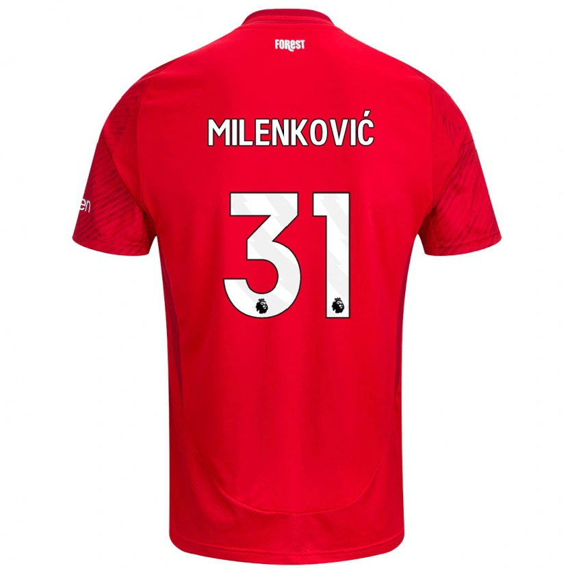 Danxen Niño Camiseta Nikola Milenković #31 Rojo Blanco 1ª Equipación 2024/25 La Camisa
