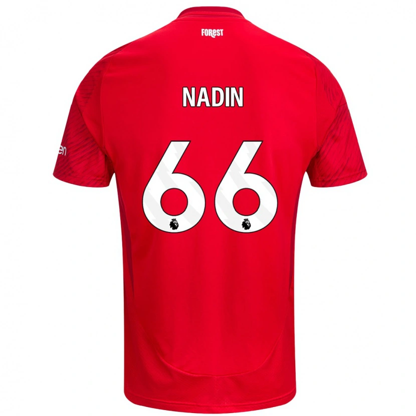Danxen Niño Camiseta Jack Nadin #66 Rojo Blanco 1ª Equipación 2024/25 La Camisa