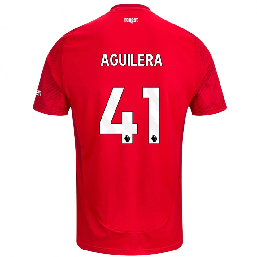 Danxen Niño Camiseta Brandon Aguilera #41 Rojo Blanco 1ª Equipación 2024/25 La Camisa