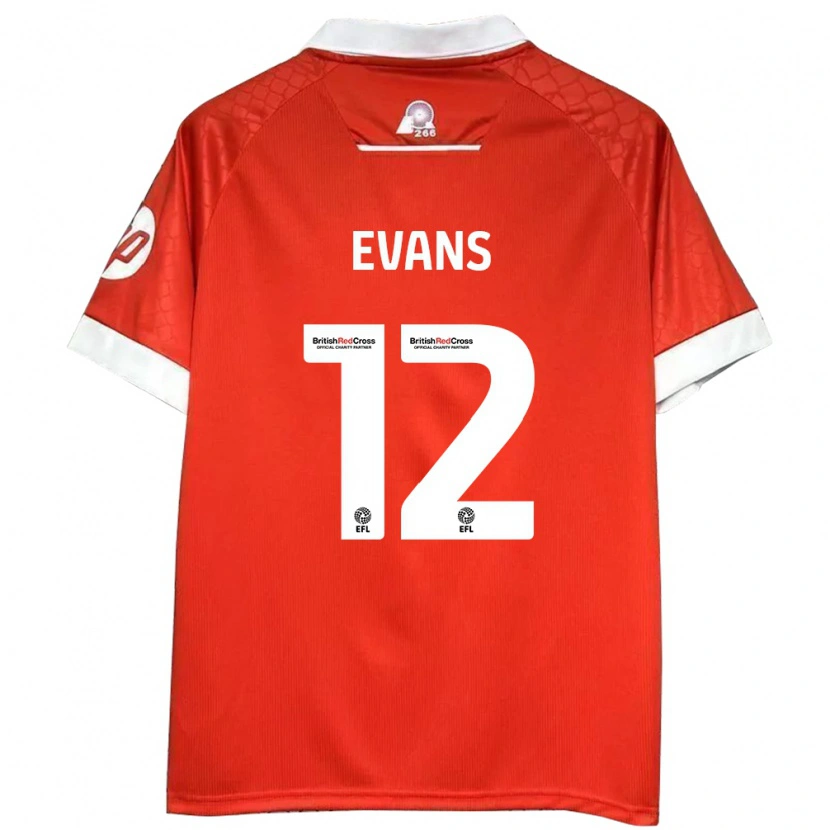 Danxen Niño Camiseta George Evans #12 Rojo Blanco 1ª Equipación 2024/25 La Camisa
