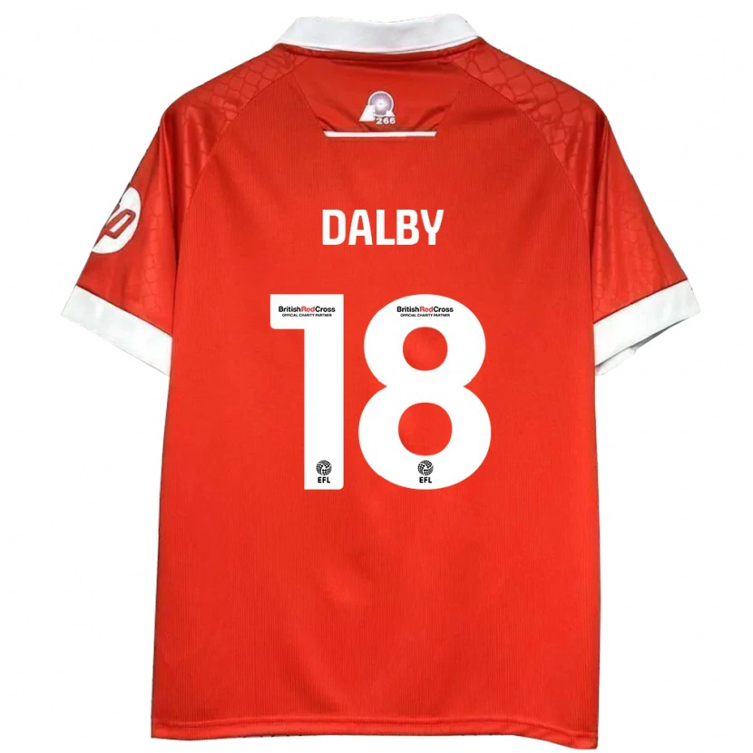 Danxen Niño Camiseta Sam Dalby #18 Rojo Blanco 1ª Equipación 2024/25 La Camisa