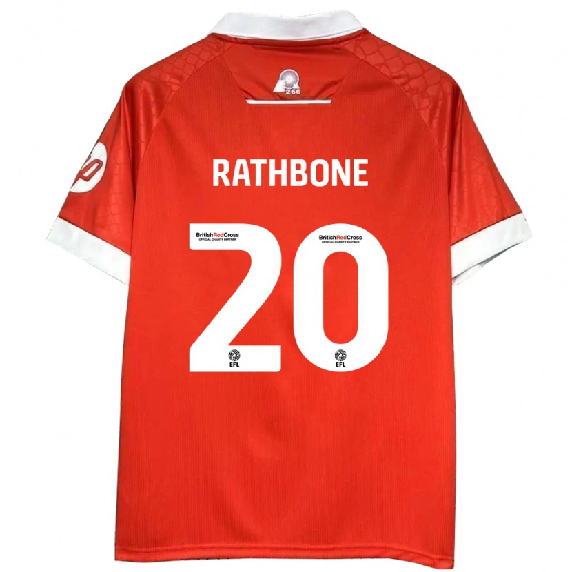 Danxen Niño Camiseta Ollie Rathbone #20 Rojo Blanco 1ª Equipación 2024/25 La Camisa