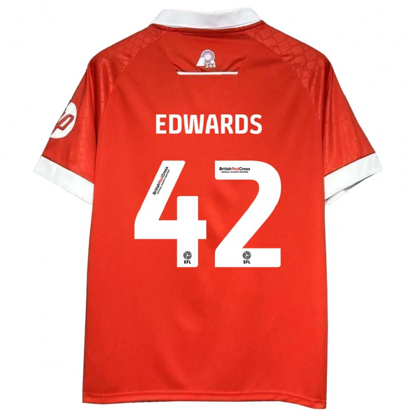 Danxen Niño Camiseta Callum Edwards #42 Rojo Blanco 1ª Equipación 2024/25 La Camisa