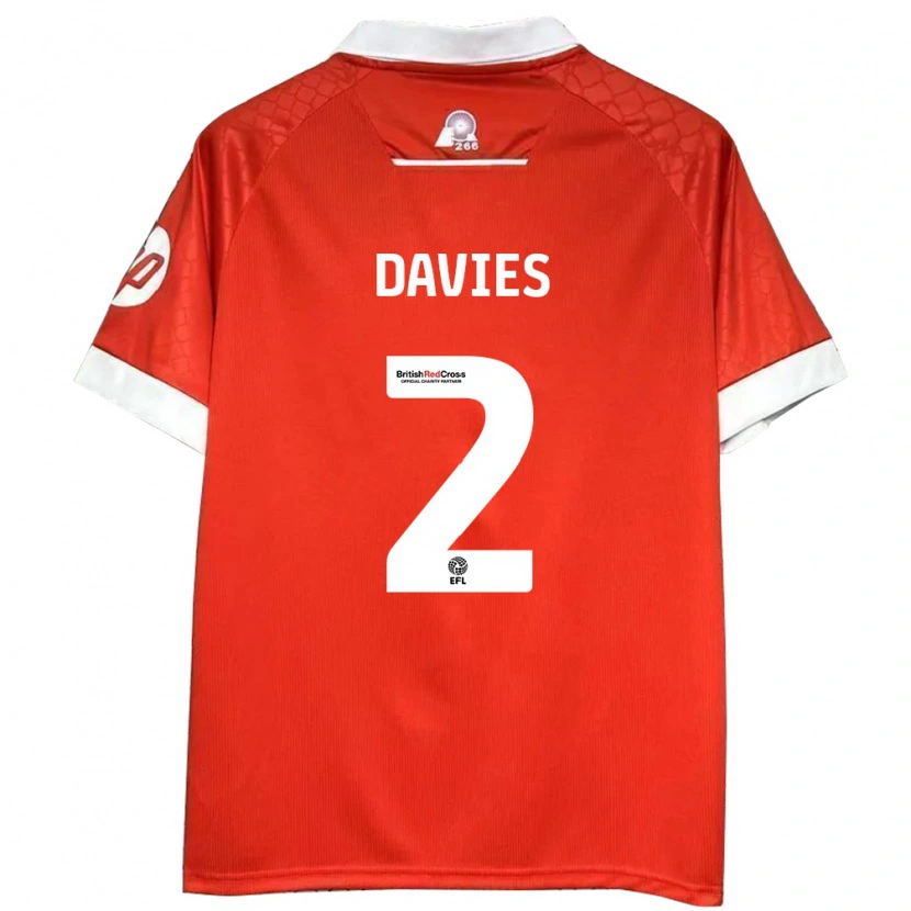 Danxen Niño Camiseta Phoebe Davies #2 Rojo Blanco 1ª Equipación 2024/25 La Camisa