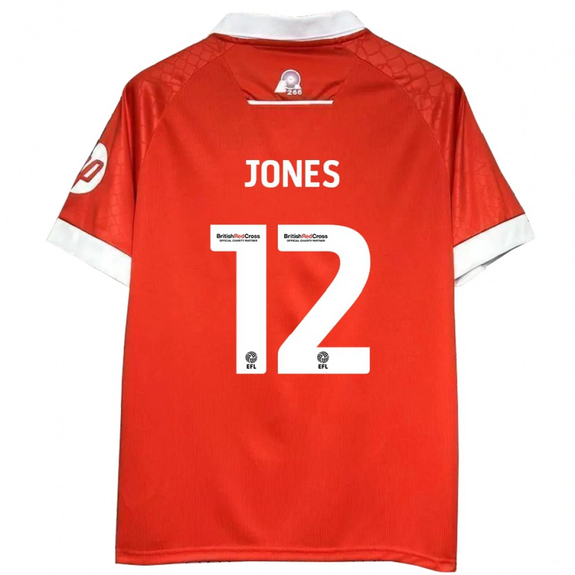 Danxen Niño Camiseta Carra Jones #12 Rojo Blanco 1ª Equipación 2024/25 La Camisa