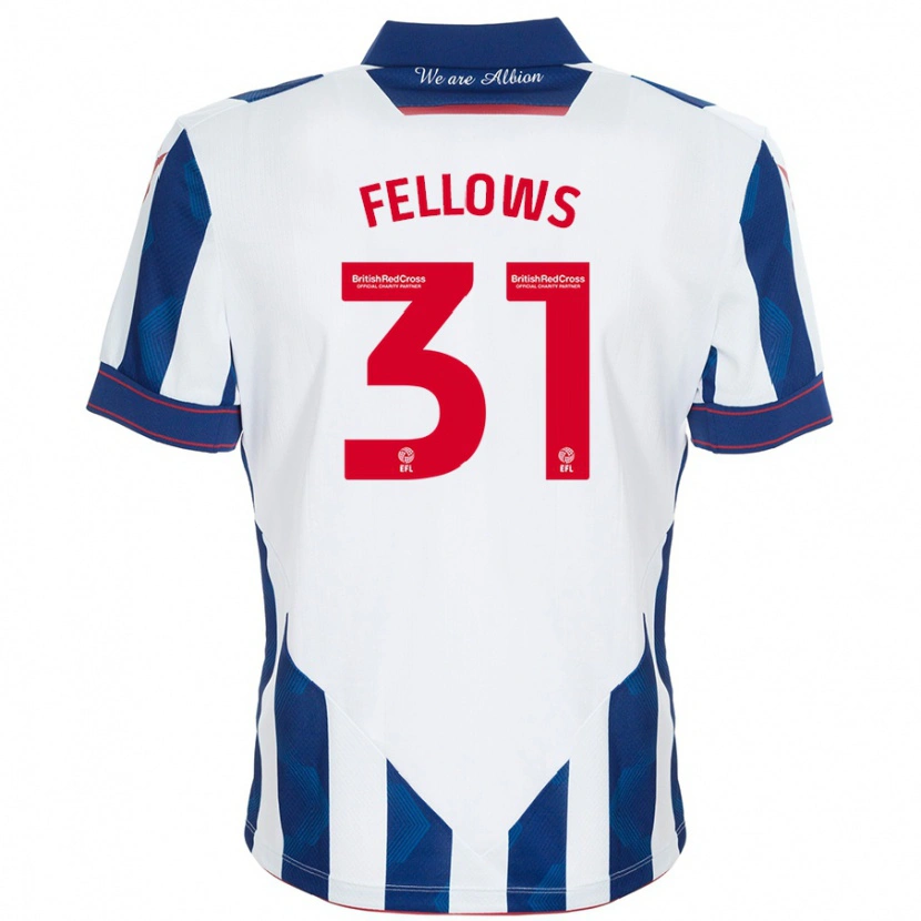 Danxen Niño Camiseta Tom Fellows #31 Blanco Azul Oscuro 1ª Equipación 2024/25 La Camisa