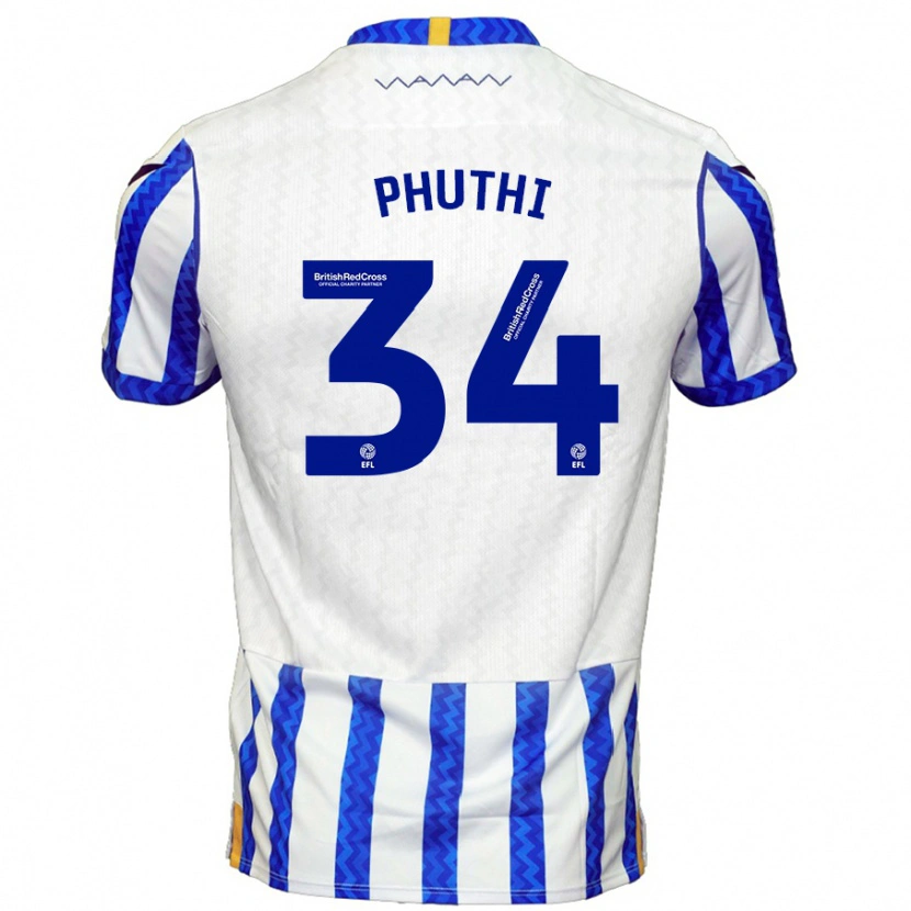 Danxen Niño Camiseta Joey Phuthi #34 Azul Blanco 1ª Equipación 2024/25 La Camisa