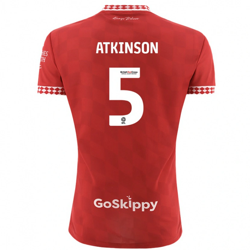 Danxen Niño Camiseta Rob Atkinson #5 Rojo 1ª Equipación 2024/25 La Camisa