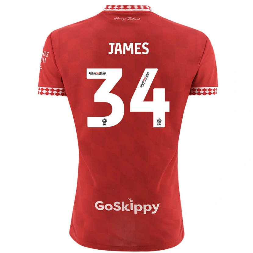 Danxen Niño Camiseta Joseph James #34 Rojo 1ª Equipación 2024/25 La Camisa