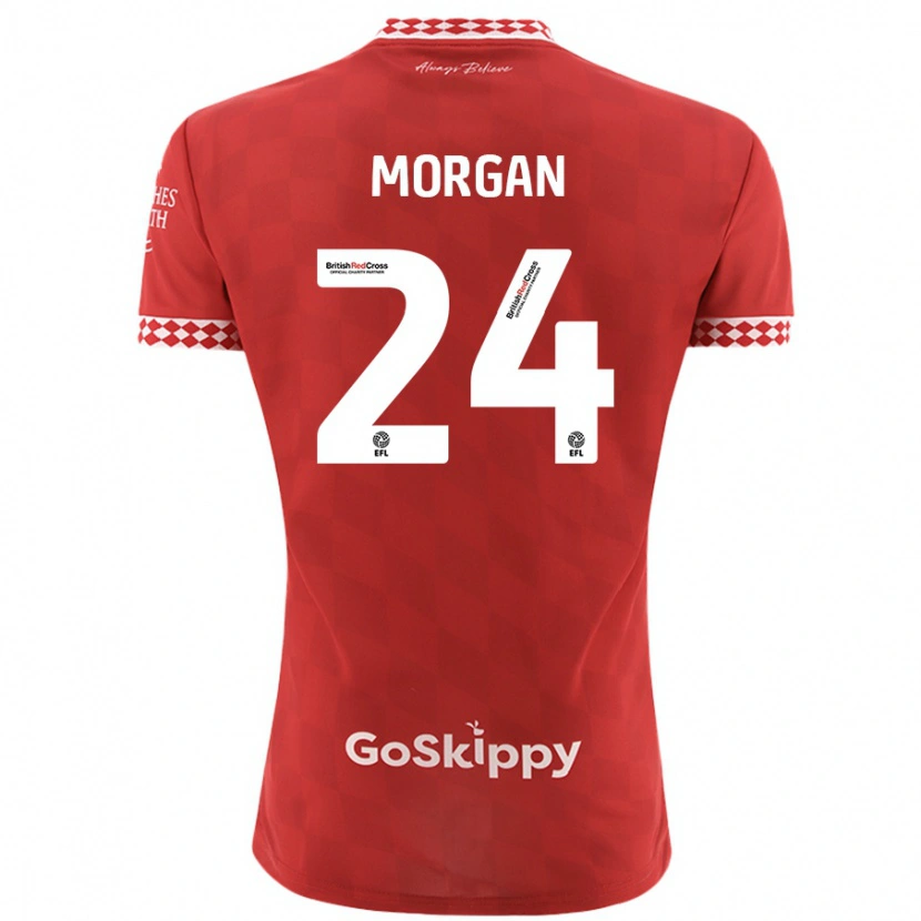Danxen Niño Camiseta Ffion Morgan #24 Rojo 1ª Equipación 2024/25 La Camisa