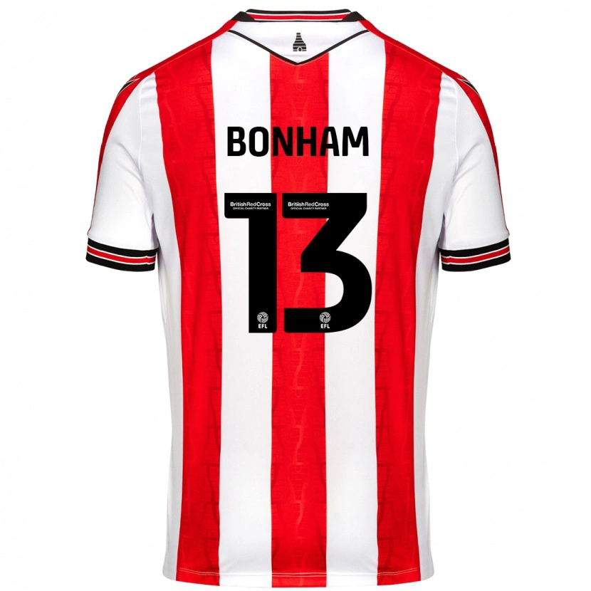 Danxen Niño Camiseta Jack Bonham #13 Rojo Blanco 1ª Equipación 2024/25 La Camisa