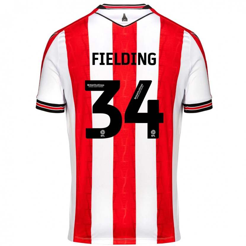 Danxen Niño Camiseta Frank Fielding #34 Rojo Blanco 1ª Equipación 2024/25 La Camisa