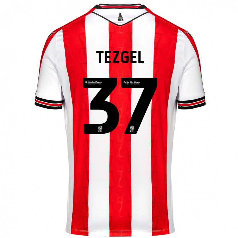 Danxen Niño Camiseta Emre Tezgel #37 Rojo Blanco 1ª Equipación 2024/25 La Camisa