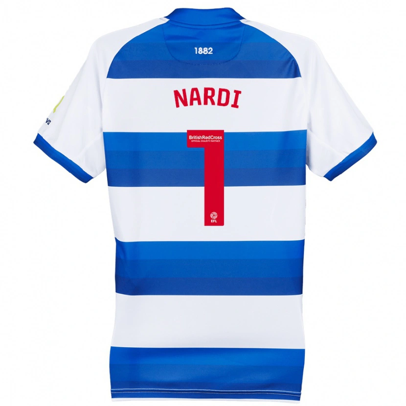 Danxen Niño Camiseta Paul Nardi #1 Blanco Azul 1ª Equipación 2024/25 La Camisa