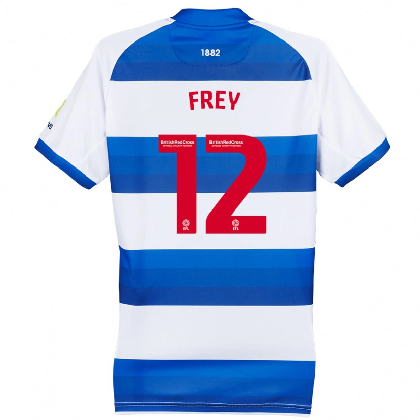 Danxen Niño Camiseta Michael Frey #12 Blanco Azul 1ª Equipación 2024/25 La Camisa