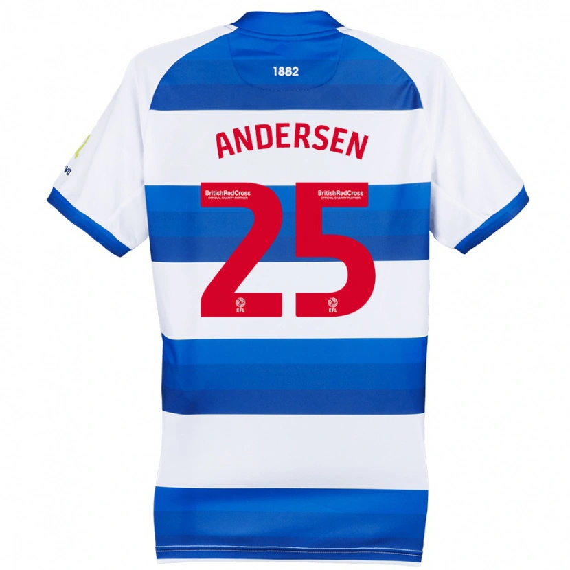 Danxen Niño Camiseta Lucas Andersen #25 Blanco Azul 1ª Equipación 2024/25 La Camisa